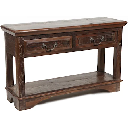 Two-Drawer & One-Shelf Rustic Console Table